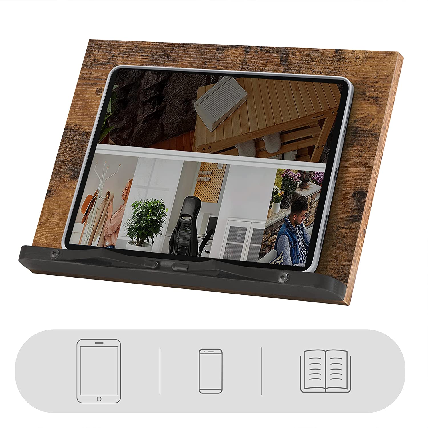 stalak za knjige, držač za knjige, sklopivi držač za tablet podesiv u 5 kutova | SONGMICS-vitahome.hr