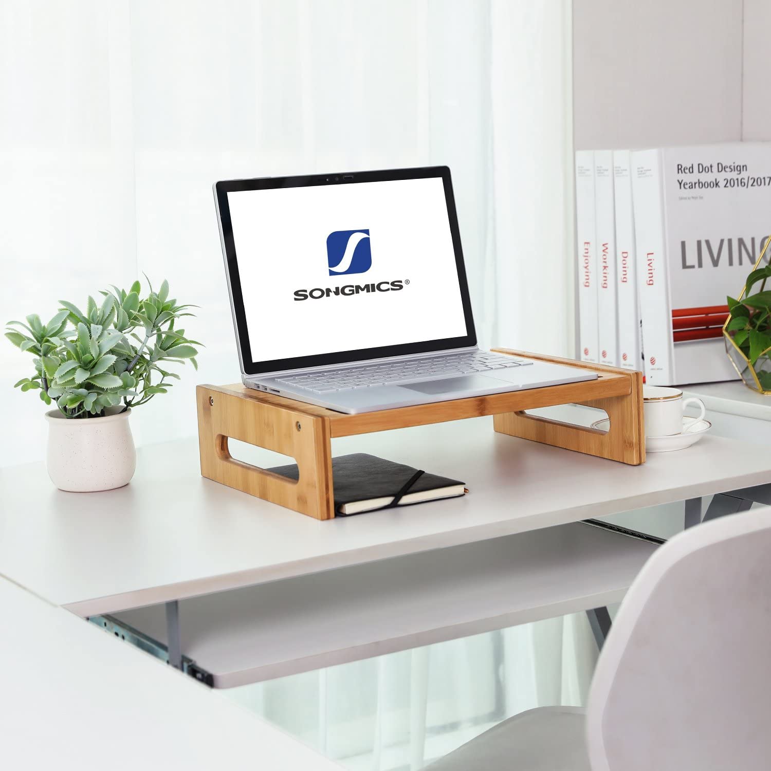 Stalak za monitor od bambusa, stolni organizator visine 10 cm | SONGMICS-vitahome.hr
