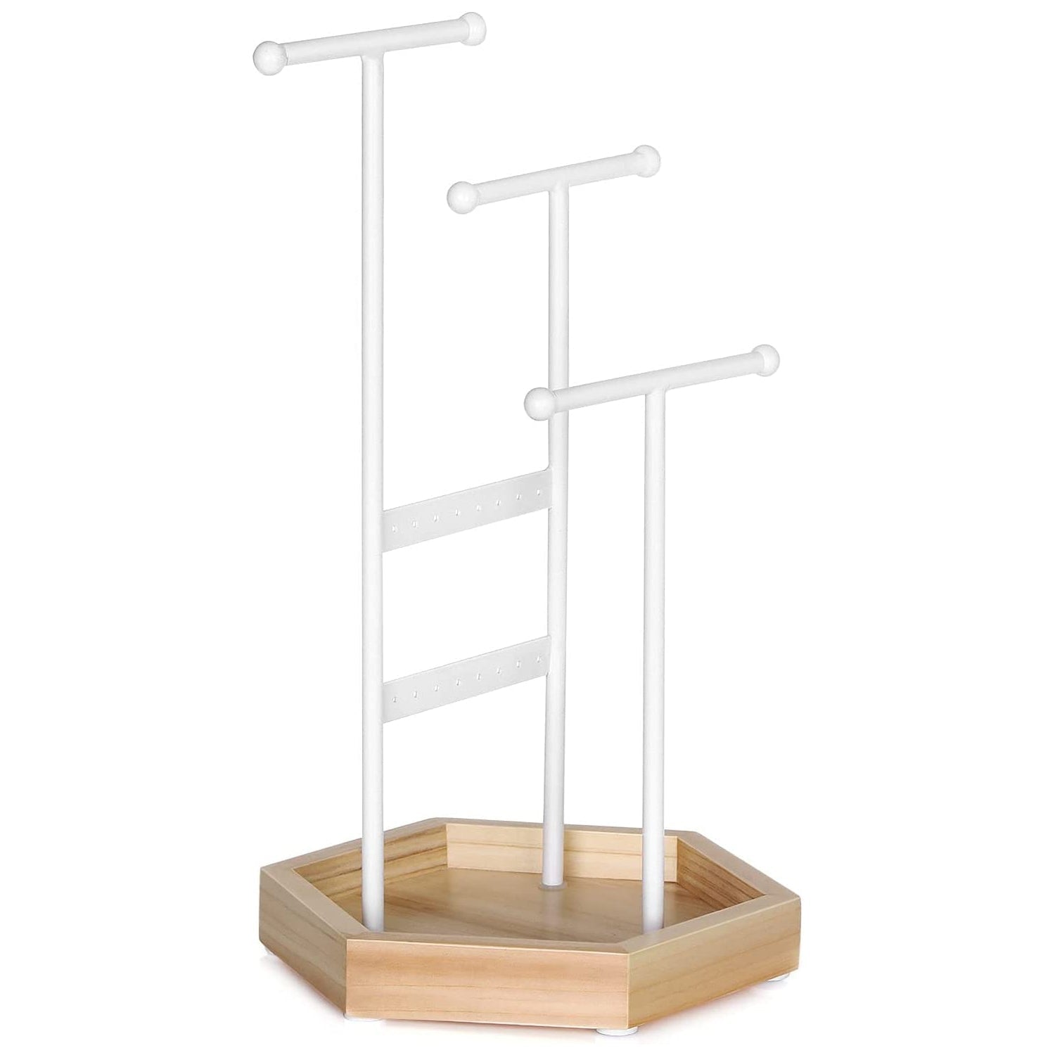 Stalak za nakit, od metala i drveta, 20,5 x 18 x 36 cm, boje drveta i bijeli | SONGMICS-vitahome.hr