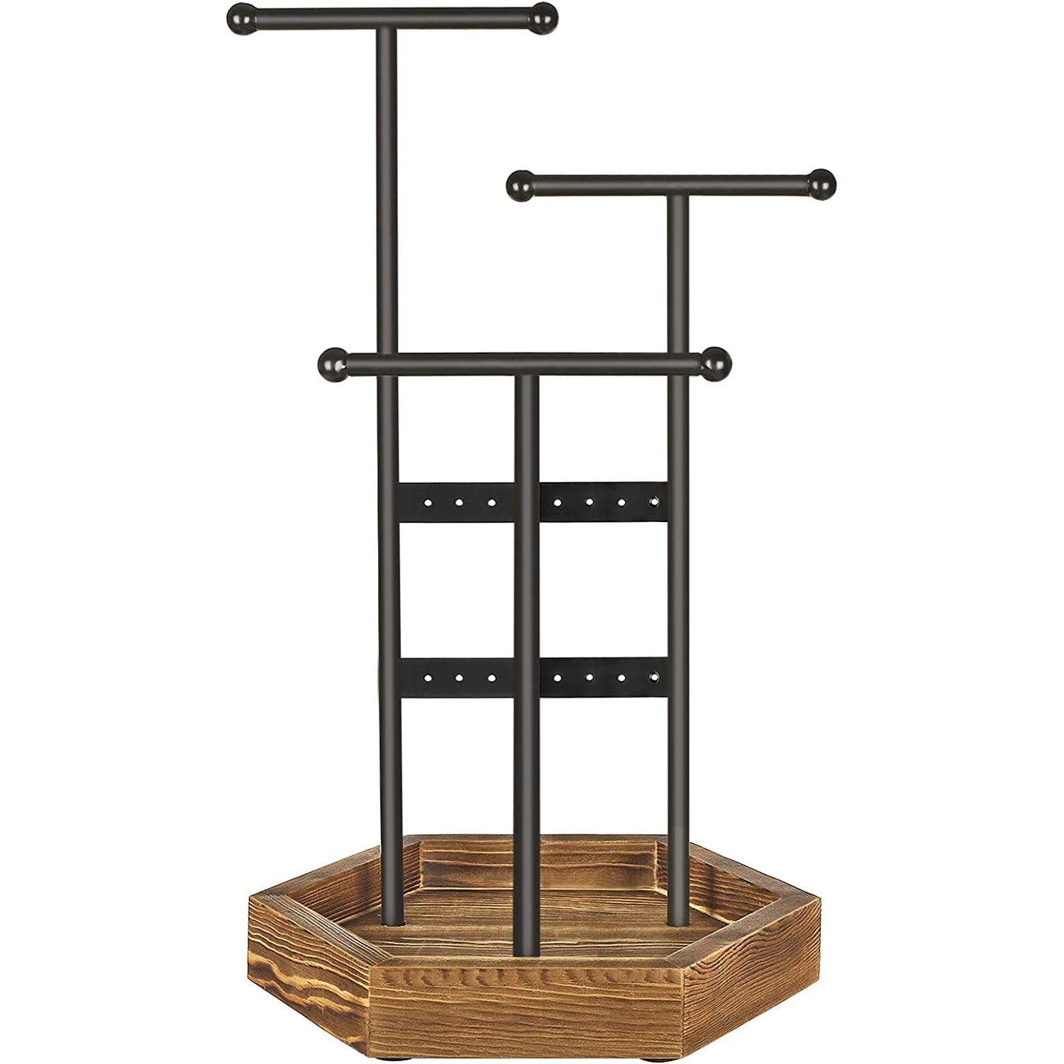 Stalak za nakit, od metala i drveta, 20,5 x 18 x 36 cm, boje drveta i crni | SONGMICS-vitahome.hr