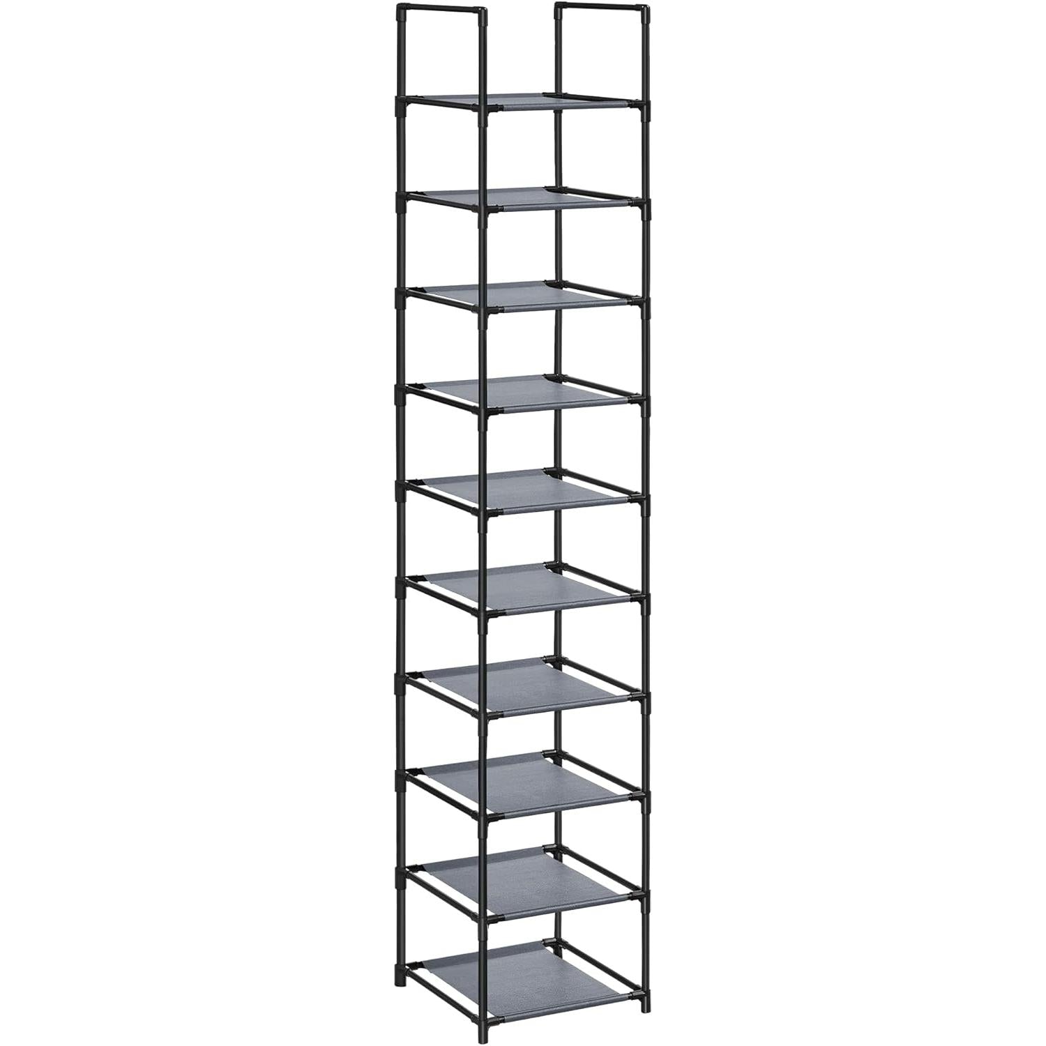 Stalak za obuću na 10 razina, metalni okvir, 33 x 33 x 173 cm, sivi | SONGMICS-SONGMICS-Vita Home