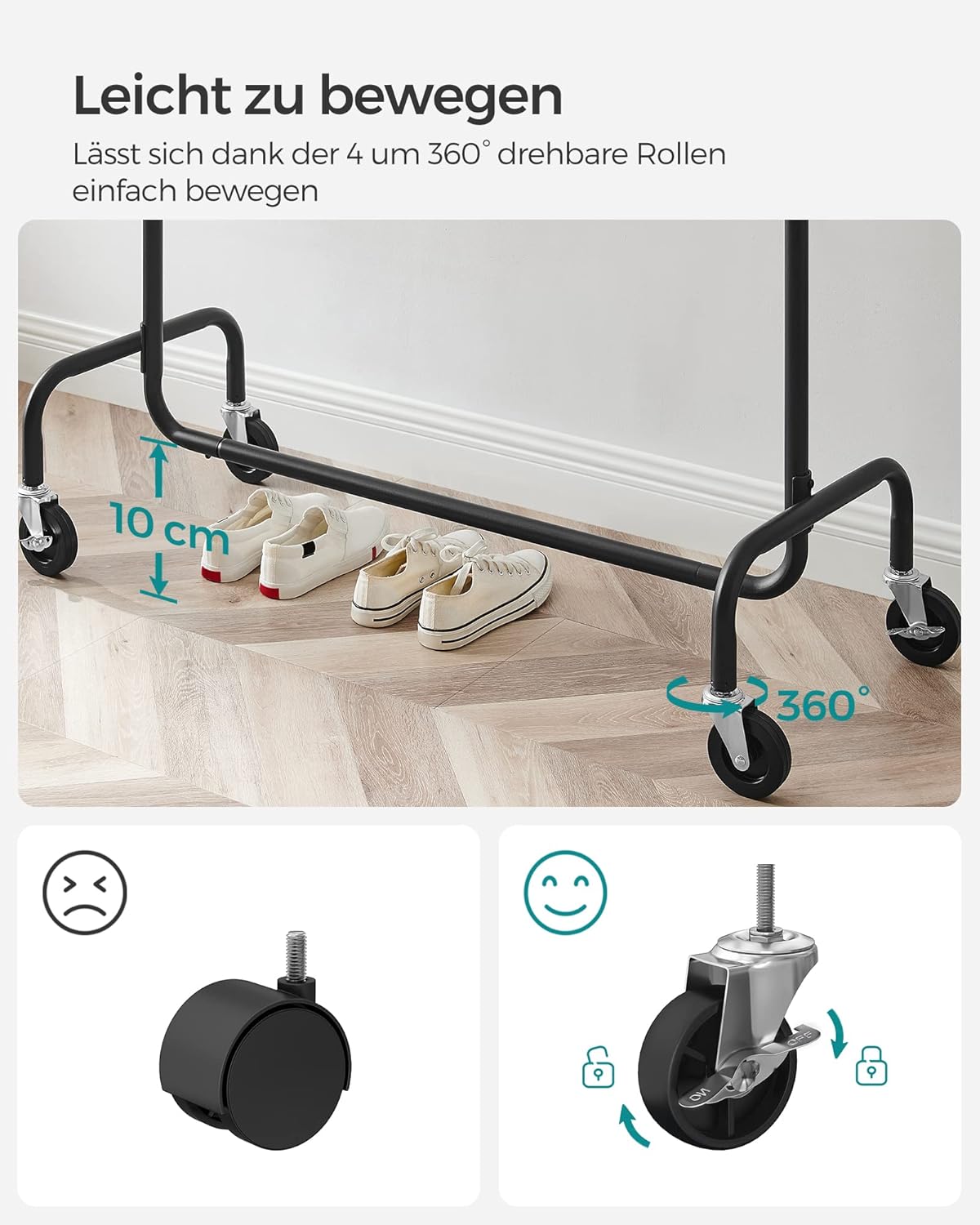 Stalak za odjeću, 45 x (110-150) x 163 cm, mat crne boje | SONGMICS-SONGMICS-Vita Home