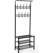 Stalak za odjeću i kapute, s prostorom za cipele, visok 187cm, crni | SONGMICS-vitahome.hr
