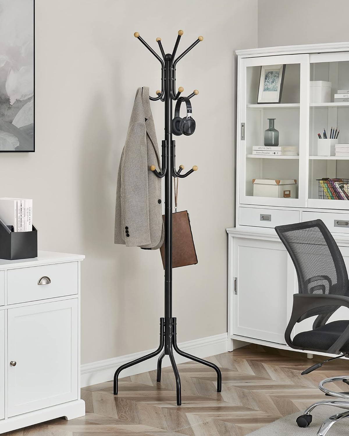 Stalak za odjeću, metalni s 12 kuka, 55 x 55 x 180 cm, crni