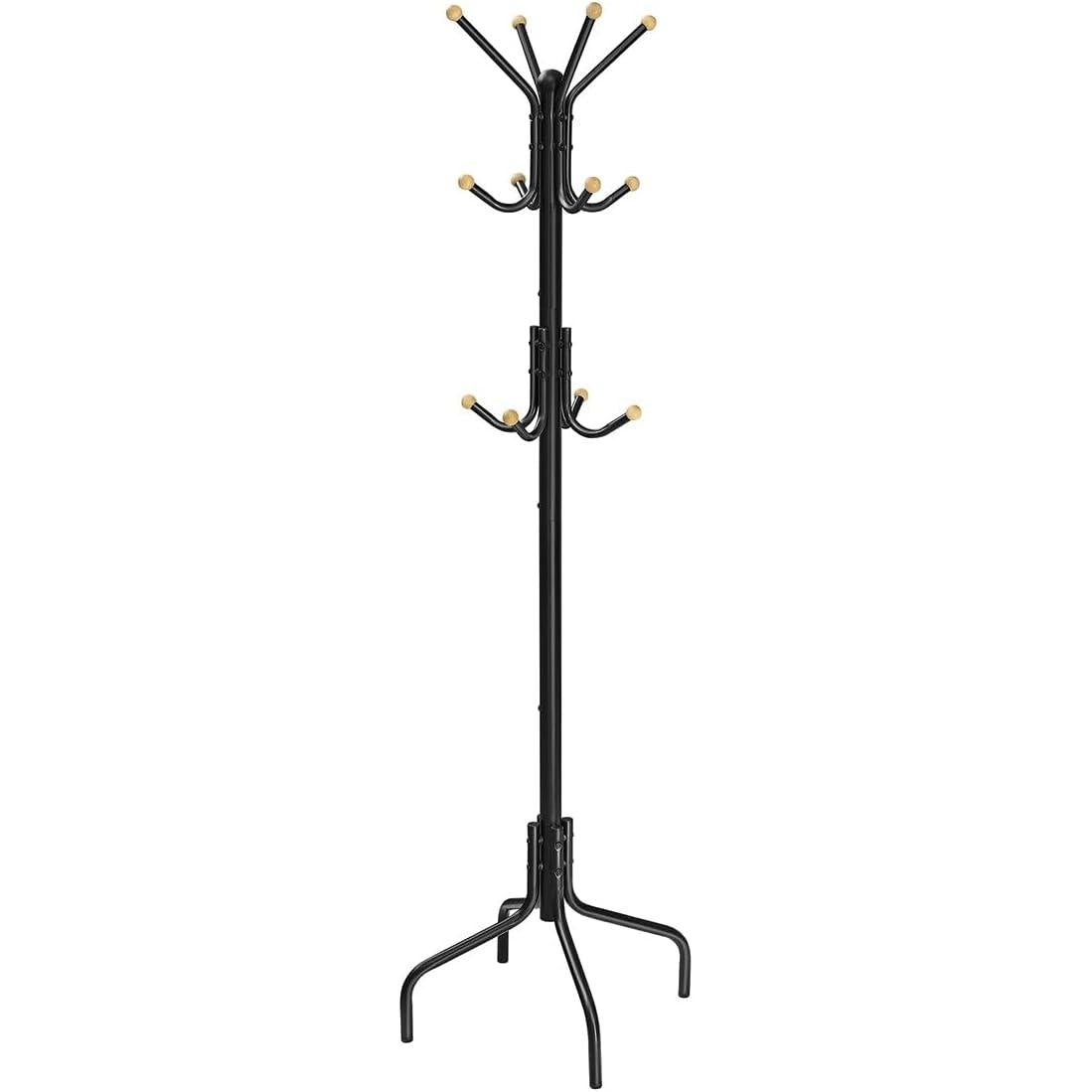 Stalak za odjeću, metalni s 12 kuka, 55 x 55 x 180 cm, crni
