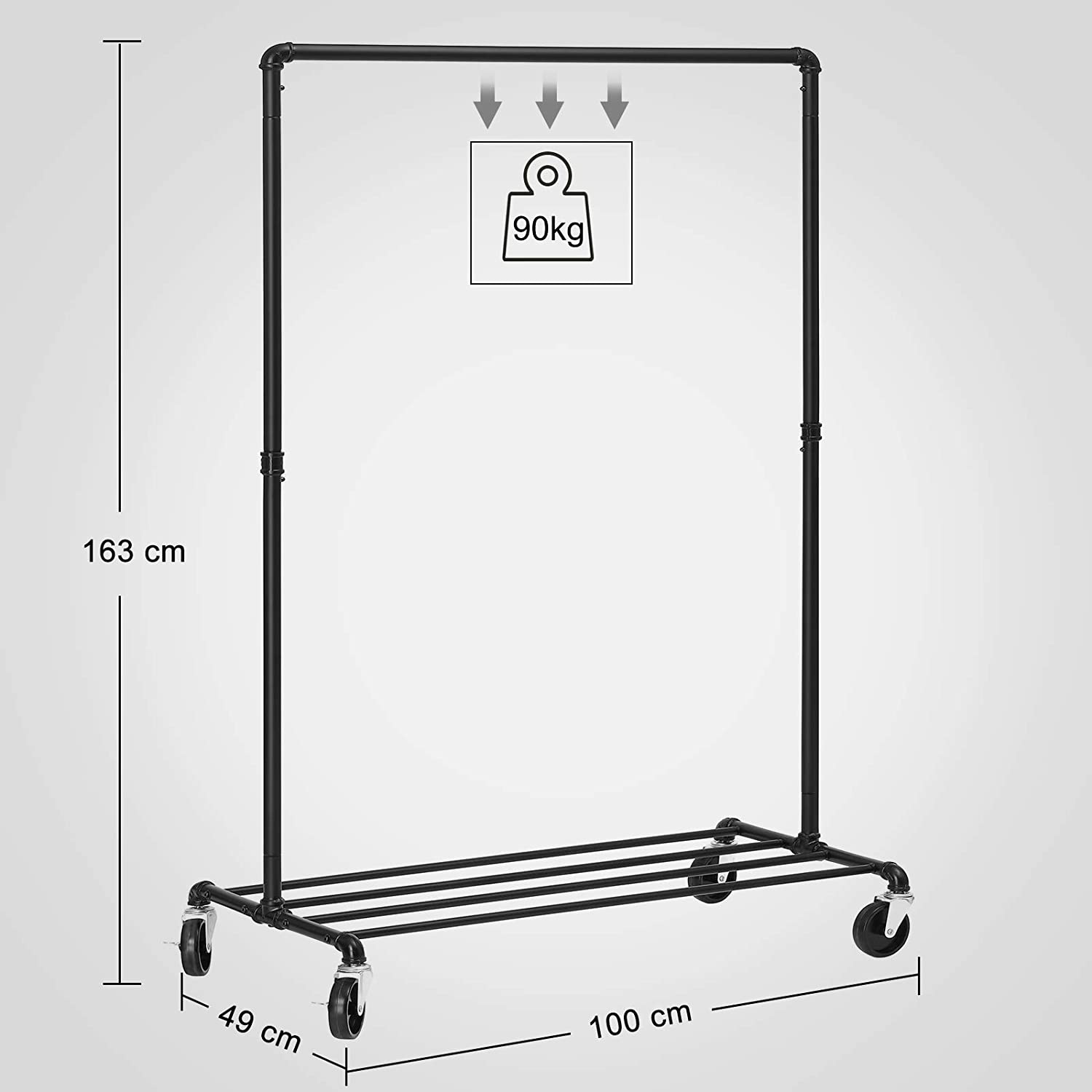 Stalak za odjeću, metalni stalak za teške predmete, nosivosti do 90 kg | SONGMICS-vitahome.hr