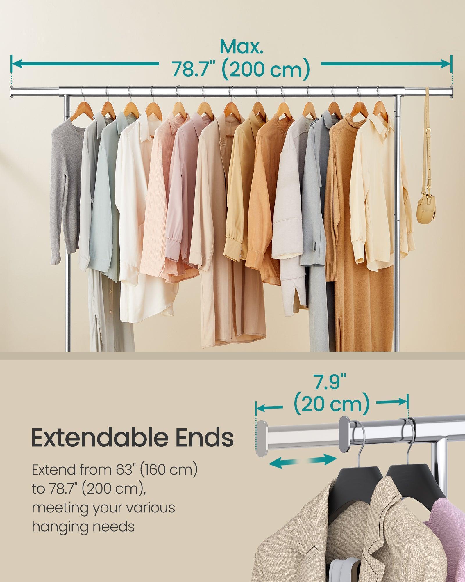 Stalak za odjeću na kotačima, nosivost 110 kg, srebrna boja