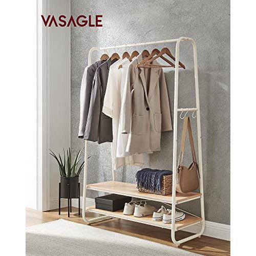 Stalak za odjeću s 2 police, 45 x 100 x 160 cm, hrast i krem bijele boje | VASAGLE-vitahome.hr