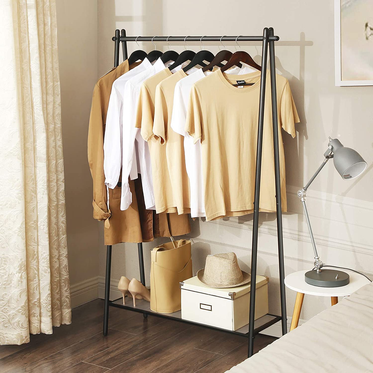 Stalak za odjeću s čeličnom konstrukcijom, 92,5 x 153 x 33,5 cm, mat crna | SONGMICS-vitahome.hr
