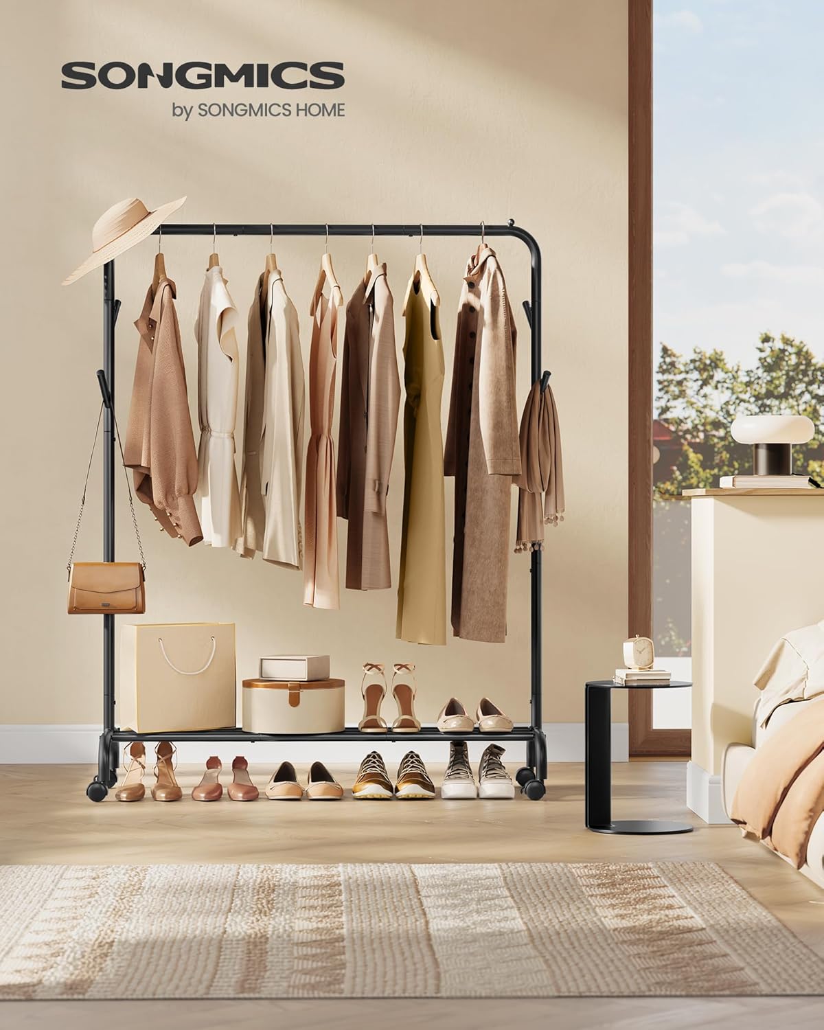 Stalak za odjeću s maksimalnom nosivošću 50 kg, crni