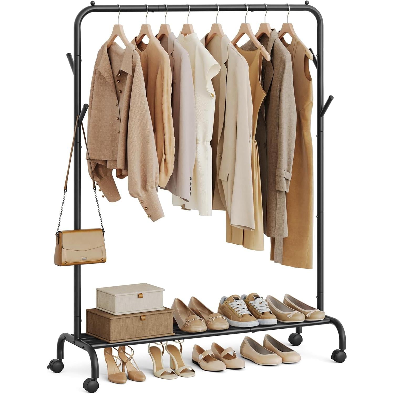 Stalak za odjeću s maksimalnom nosivošću 50 kg, crni