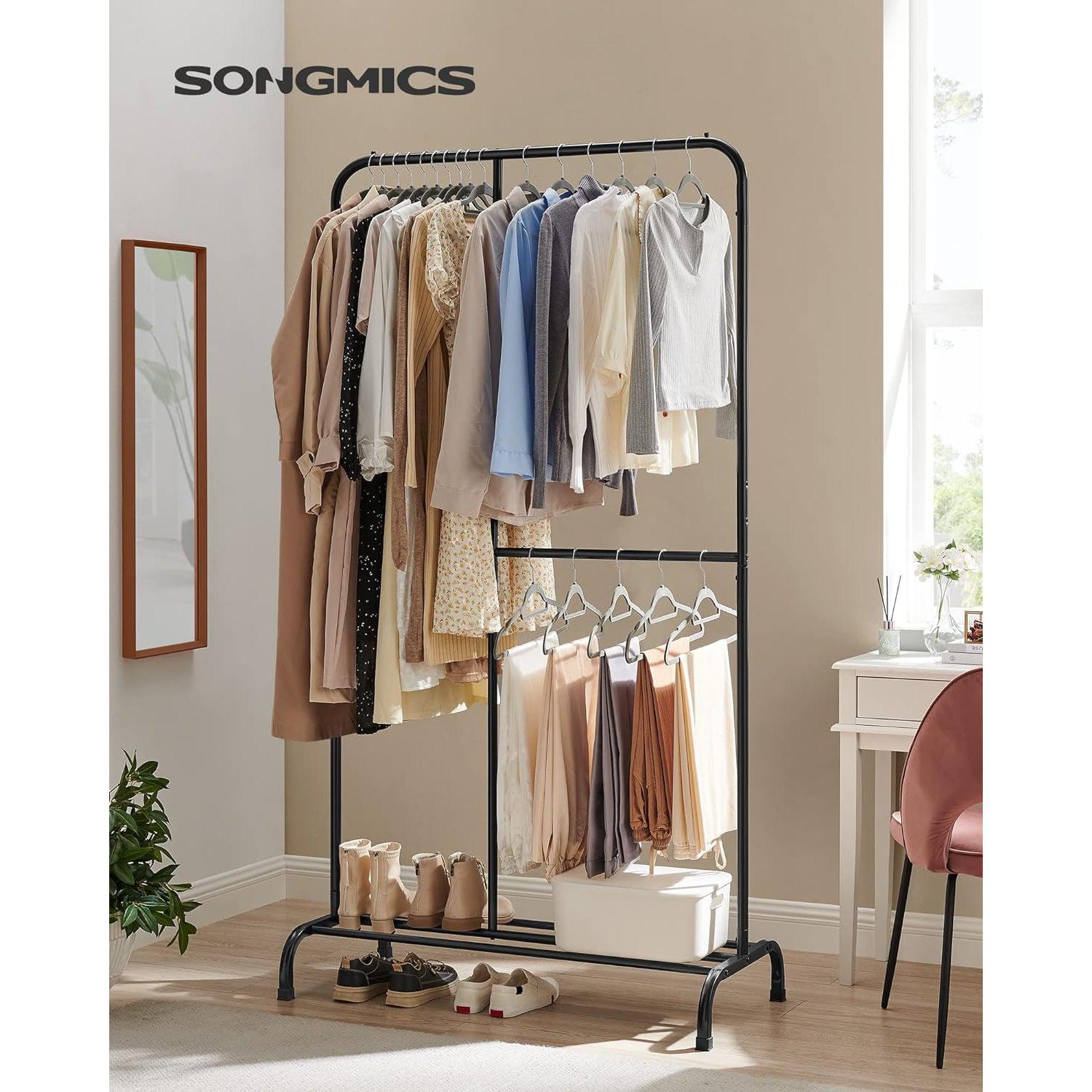 Stalak za odjeću s podesivom šipkom za vješanje, crna | SONGMICS-vitahome.hr