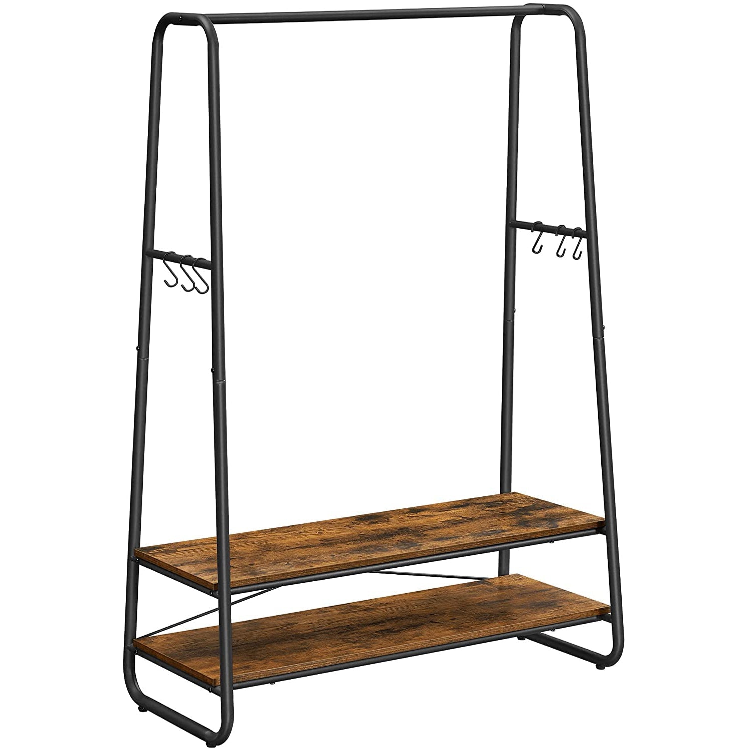 Stalak za odjeću s policama, stalak za kapute 100 x 160 x 45 cm, rustikalno smeđa | VASAGLE-vitahome.hr