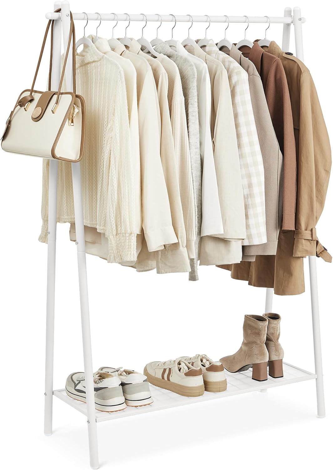 Stalak za odjeću s policom, od čelika, 33,5 x 92,5 x 153 cm, bijeli | SONGMICS-SONGMICS-Vita Home