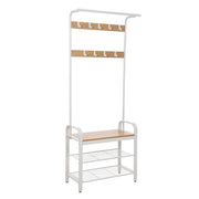 Stalak za odjeću, stalak za kapute, stalak za cipele sa sjedalom 183 x 72 x 33,7 cm krem bijela | VASAGLE-vitahome.hr