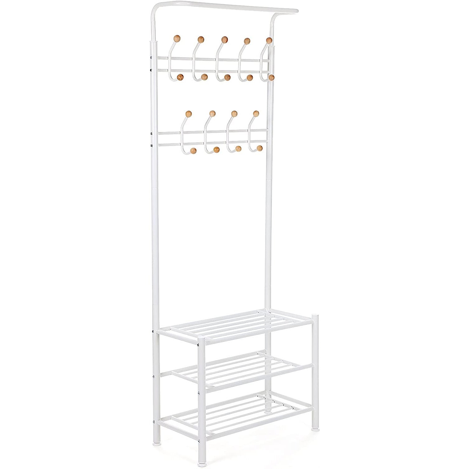 Stalak za odjeću, Stalak za odjeću sa spremištem za cipele 187 cm, bijeli | SONGMICS-vitahome.hr