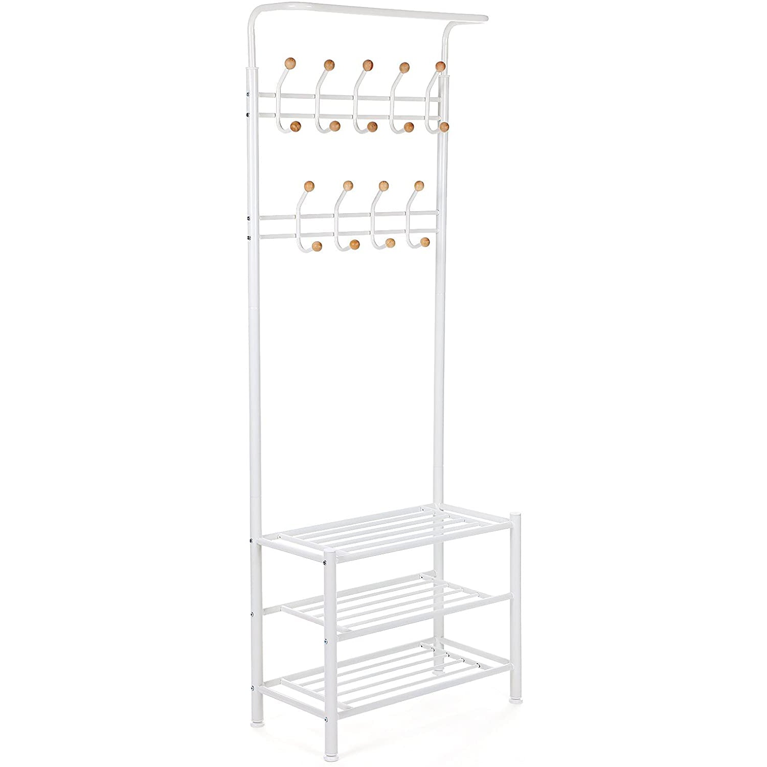 Stalak za odjeću, Stalak za odjeću sa spremištem za cipele 187 cm, bijeli | SONGMICS-vitahome.hr