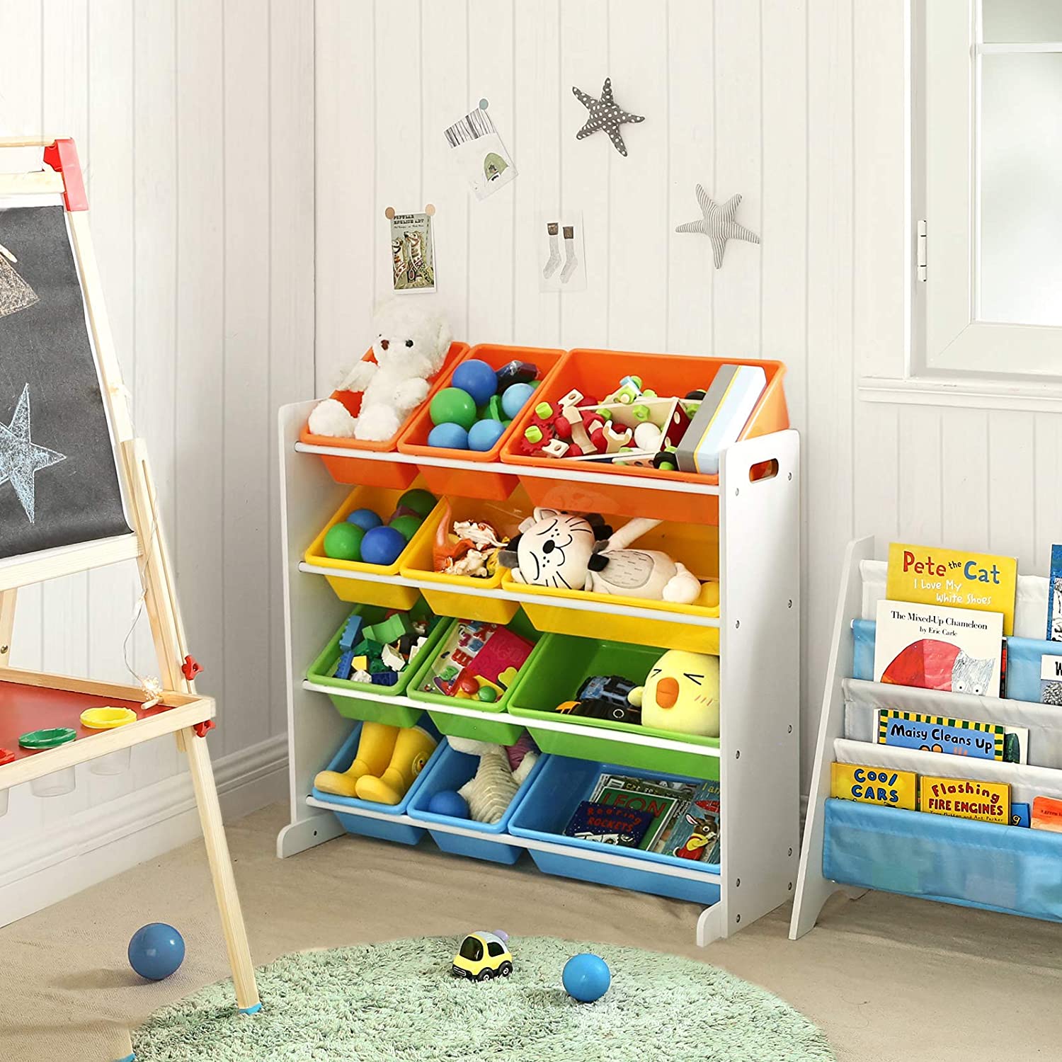 Stalak za odlaganje dječjih igračaka s kutijom za odlaganje 86 x 26,5 x 78 cm | Skladištenje igračaka-vitahome.hr