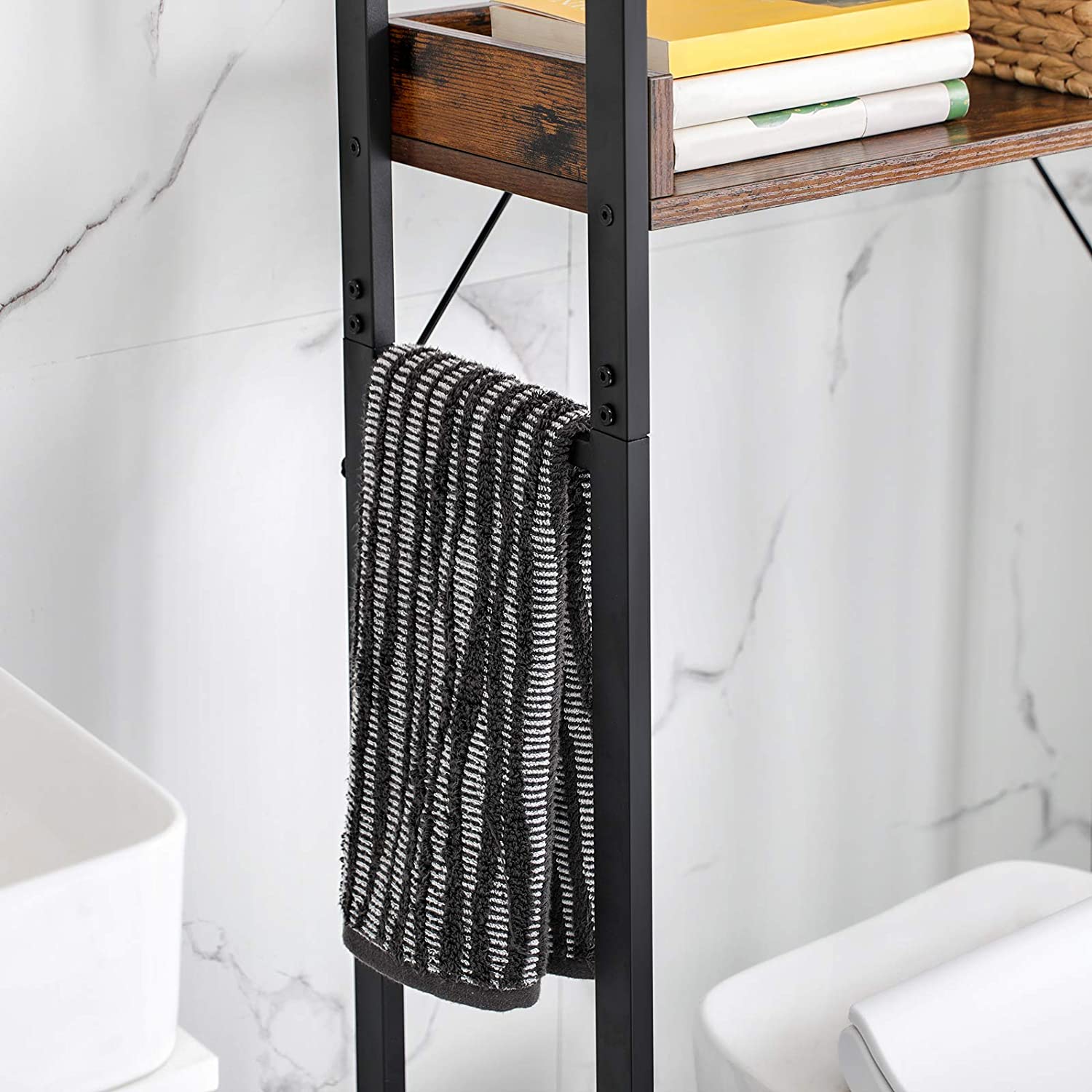 Stalak za odlaganje iznad WC školjke, polica za perilicu rublja 63 x 165 x 25 cm | Vasagle-vitahome.hr