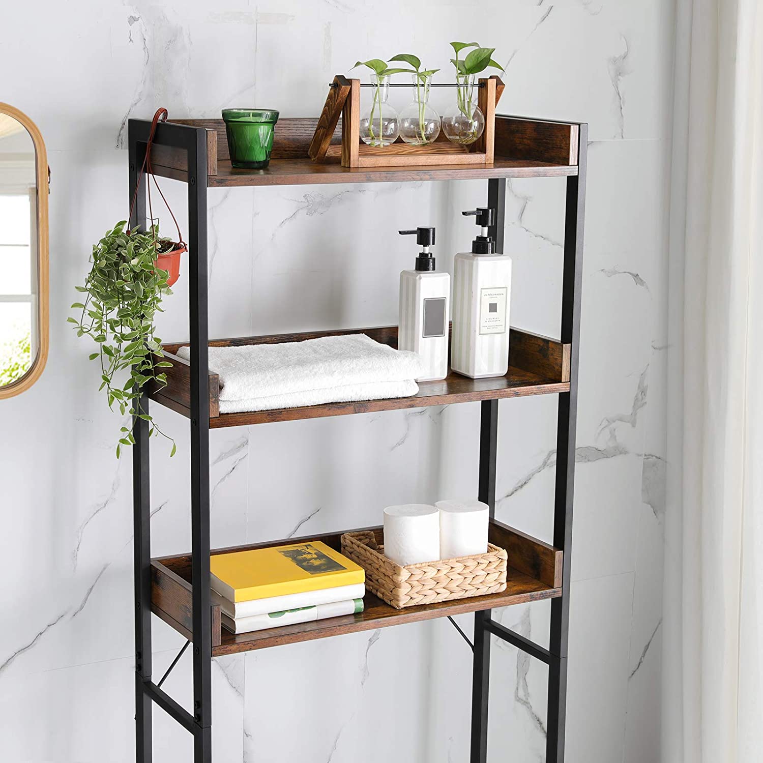 Stalak za odlaganje iznad WC školjke, polica za perilicu rublja 63 x 165 x 25 cm | Vasagle-vitahome.hr
