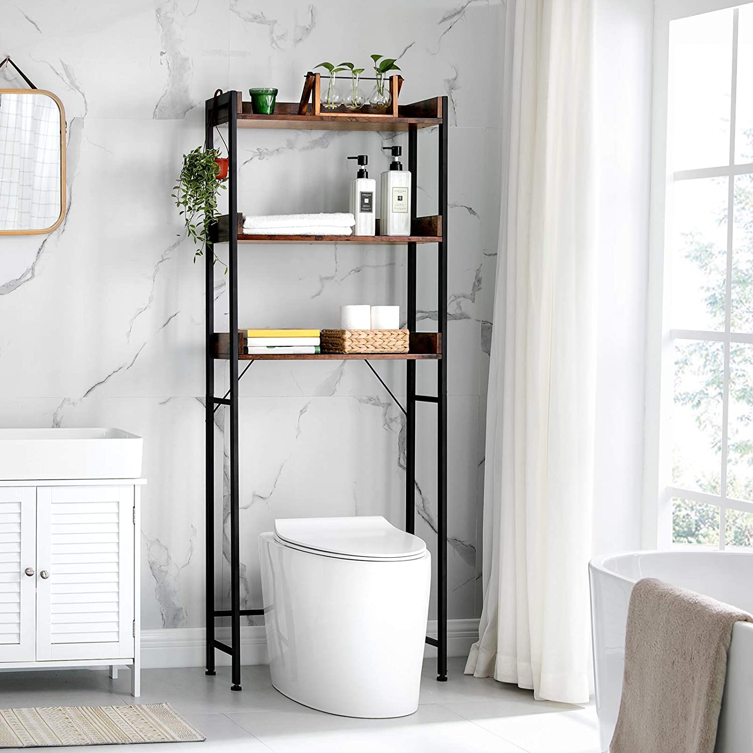 Stalak za odlaganje iznad WC školjke, polica za perilicu rublja 63 x 165 x 25 cm | Vasagle-vitahome.hr