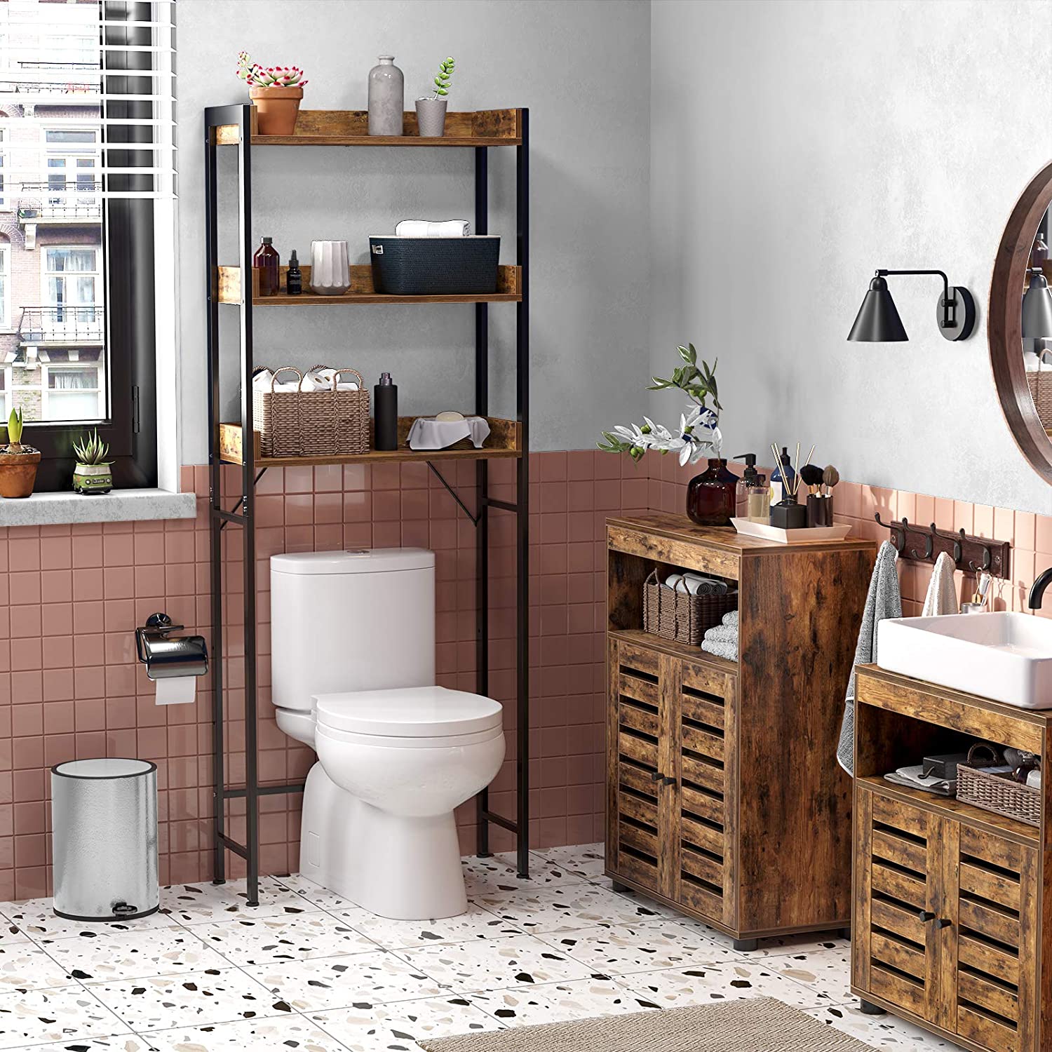 Stalak za odlaganje iznad WC školjke, polica za perilicu rublja 63 x 165 x 25 cm | Vasagle-vitahome.hr