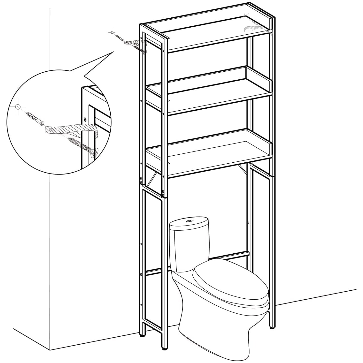 Stalak za odlaganje iznad WC školjke, polica za perilicu rublja 63 x 165 x 25 cm | Vasagle-vitahome.hr