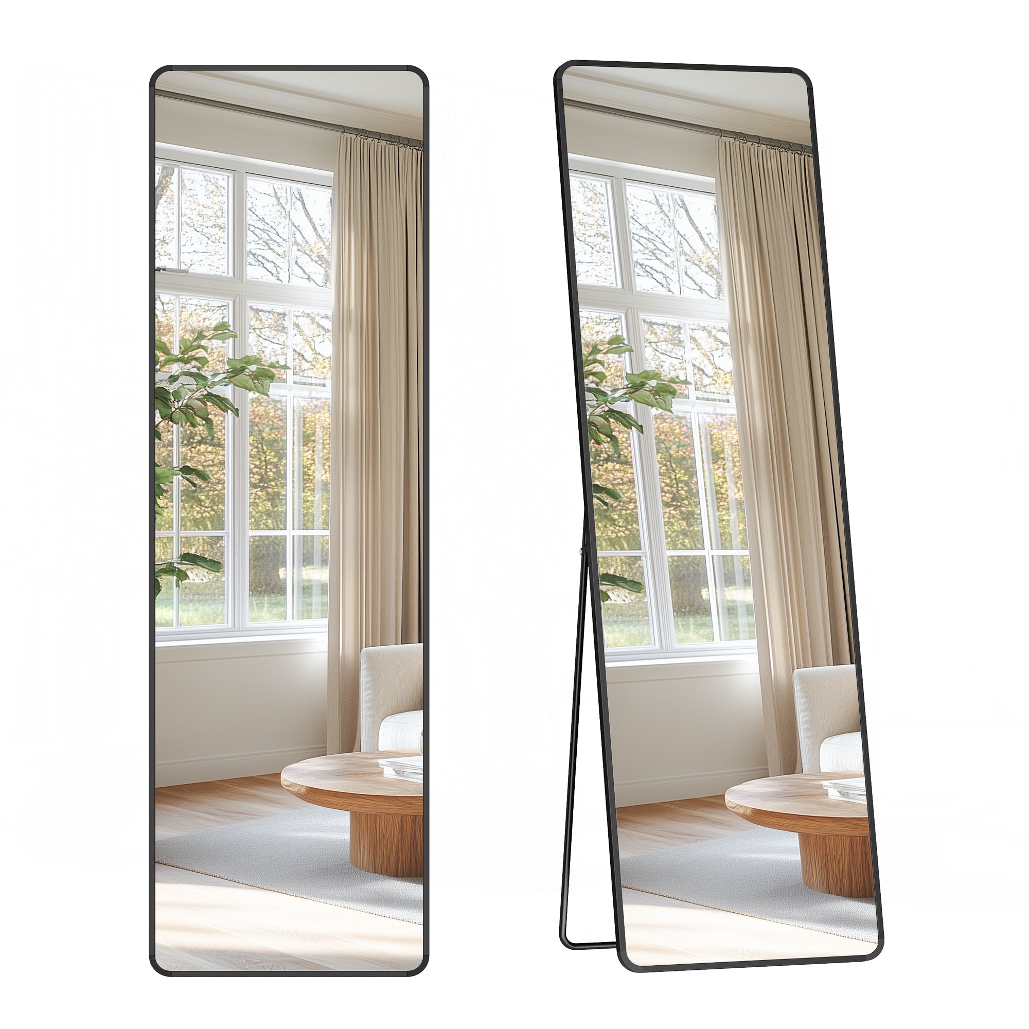 Stalak za ogledalo, pravokutnog oblika, crno, od kaljenog stakla, 150 x 40 cm