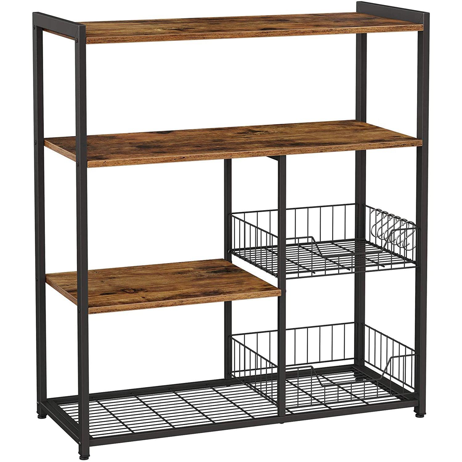 Stalak za pečenje, Kuhinjska polica s 2 metalne mrežaste košare 80 x 35 x 95 cm | Vasagle-vitahome.hr