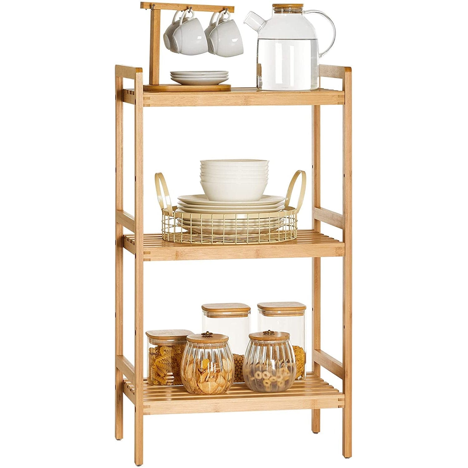 Stalak za pohranu s 3 police od bambusa 45 x 80 x 31,5 cm | SONGMICS-vitahome.hr