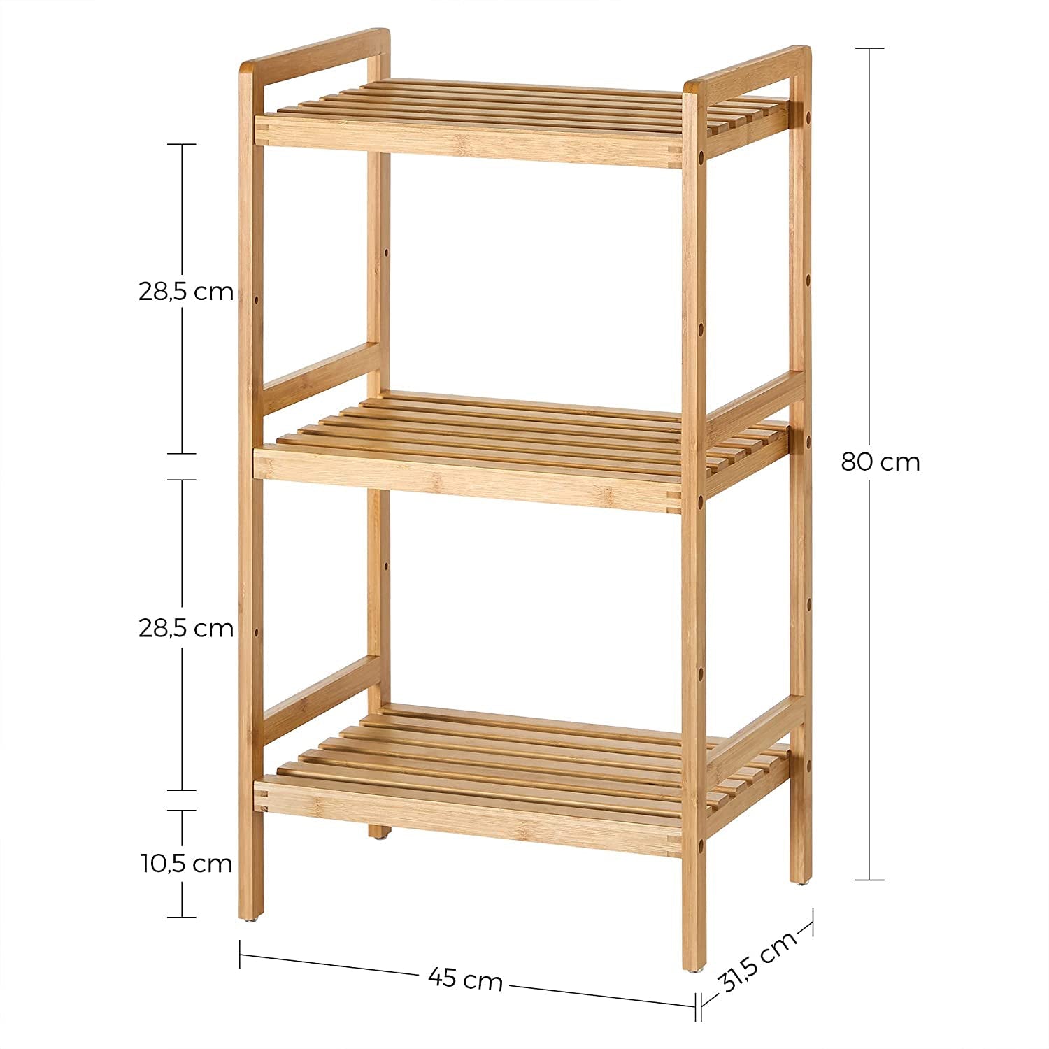 Stalak za pohranu s 3 police od bambusa 45 x 80 x 31,5 cm | SONGMICS-vitahome.hr