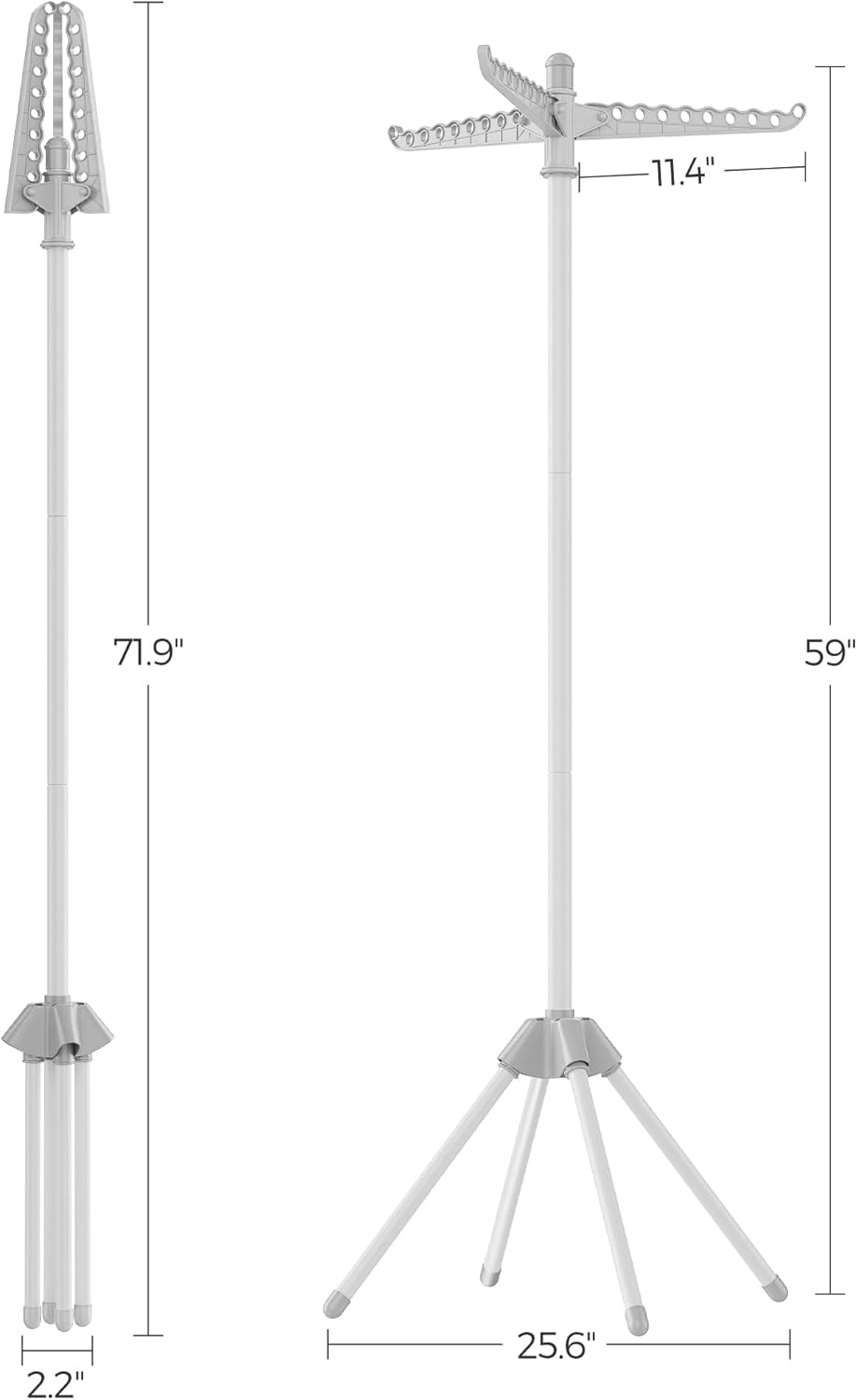 Stalak za sušenje rublja visine 150 cm, sivo-bijeli | SONGMICS-SONGMICS-Vita Home