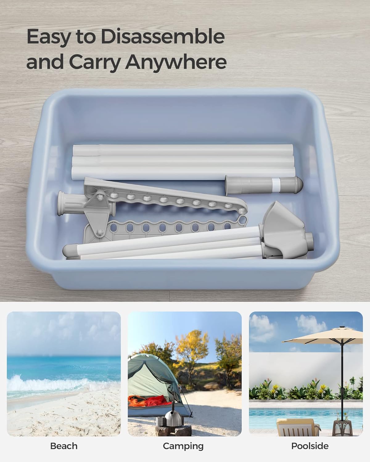 Stalak za sušenje rublja visine 150 cm, sivo-bijeli | SONGMICS-SONGMICS-Vita Home