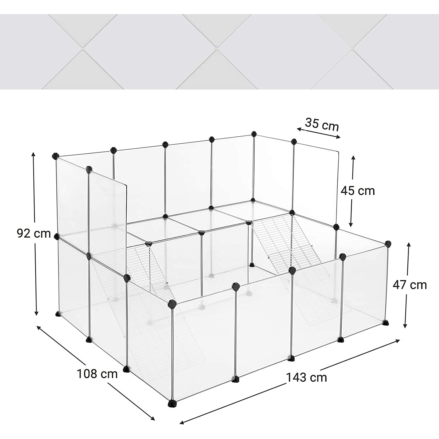 Staza za kućne ljubimce, 143 x 92 x 108 cm, bijela | SONGMICS-vitahome.hr
