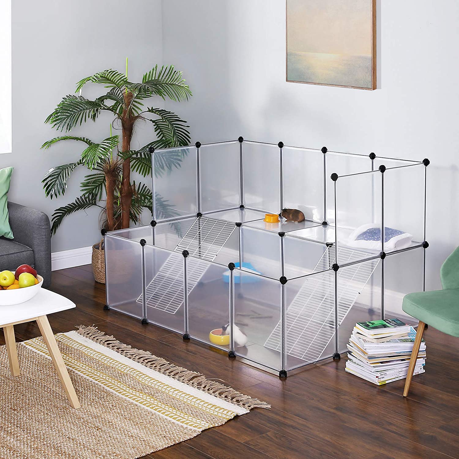 Staza za kućne ljubimce, 143 x 92 x 108 cm, bijela | SONGMICS-vitahome.hr
