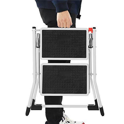 Stepenica na 2 razine, stabilno, prijenosno i sklopivo, nosivost 150 kg, bijele | SONGMICS-vitahome.hr