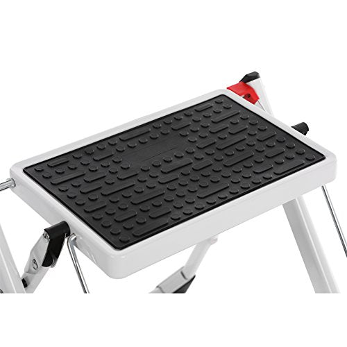 Stepenica na 2 razine, stabilno, prijenosno i sklopivo, nosivost 150 kg, bijele | SONGMICS-vitahome.hr