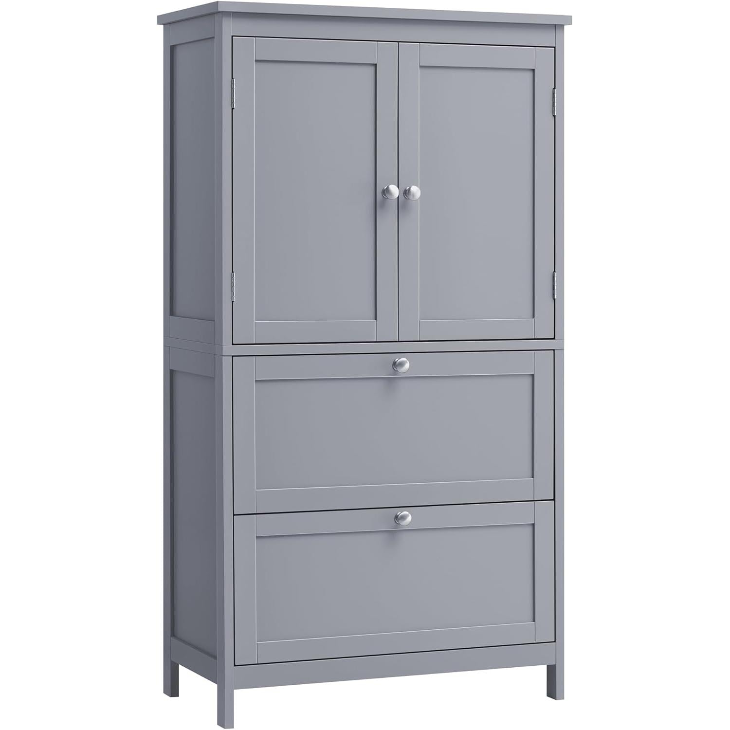 Stojeći kupaonski ormar s 2 ladice i 2 vrata, 30 x 60 x 110 cm, siva