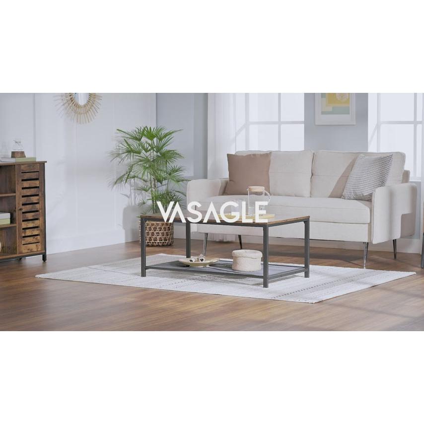 Stol za kavu s rešetkastom policom 106 x 60 x 45 cm rustikalno smeđa | VASAGLE-vitahome.hr
