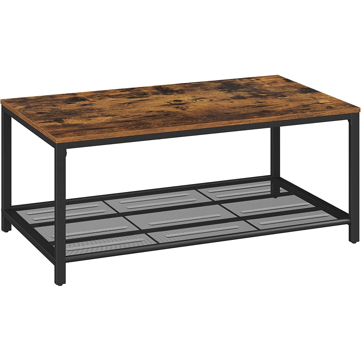 Stol za kavu s rešetkastom policom 106 x 60 x 45 cm rustikalno smeđa | VASAGLE-vitahome.hr