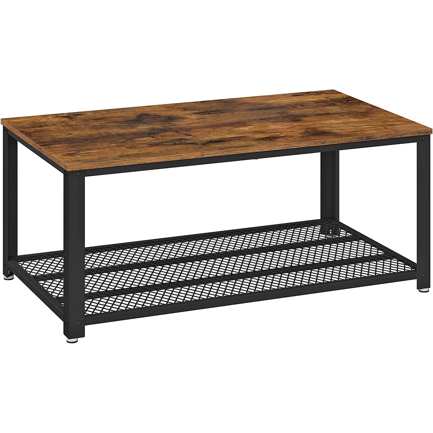 Stol za kavu s rešetkastom policom 106,2 x 45 x 60,2 cm, rustikalno smeđi | VASAGLE-vitahome.hr
