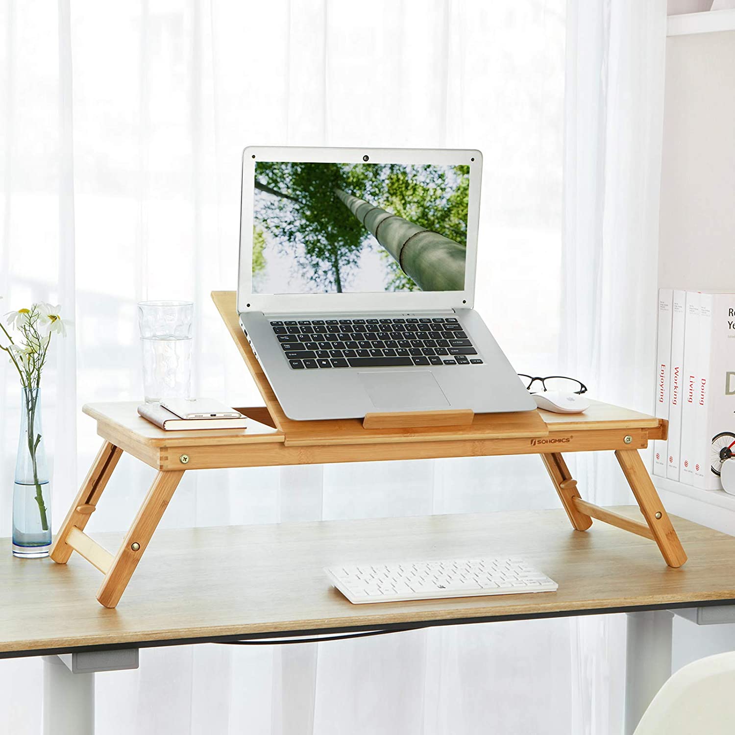 Stol za laptop od bambusa, sklopivi poslužavnik za doručak | SONGMICS-vitahome.hr