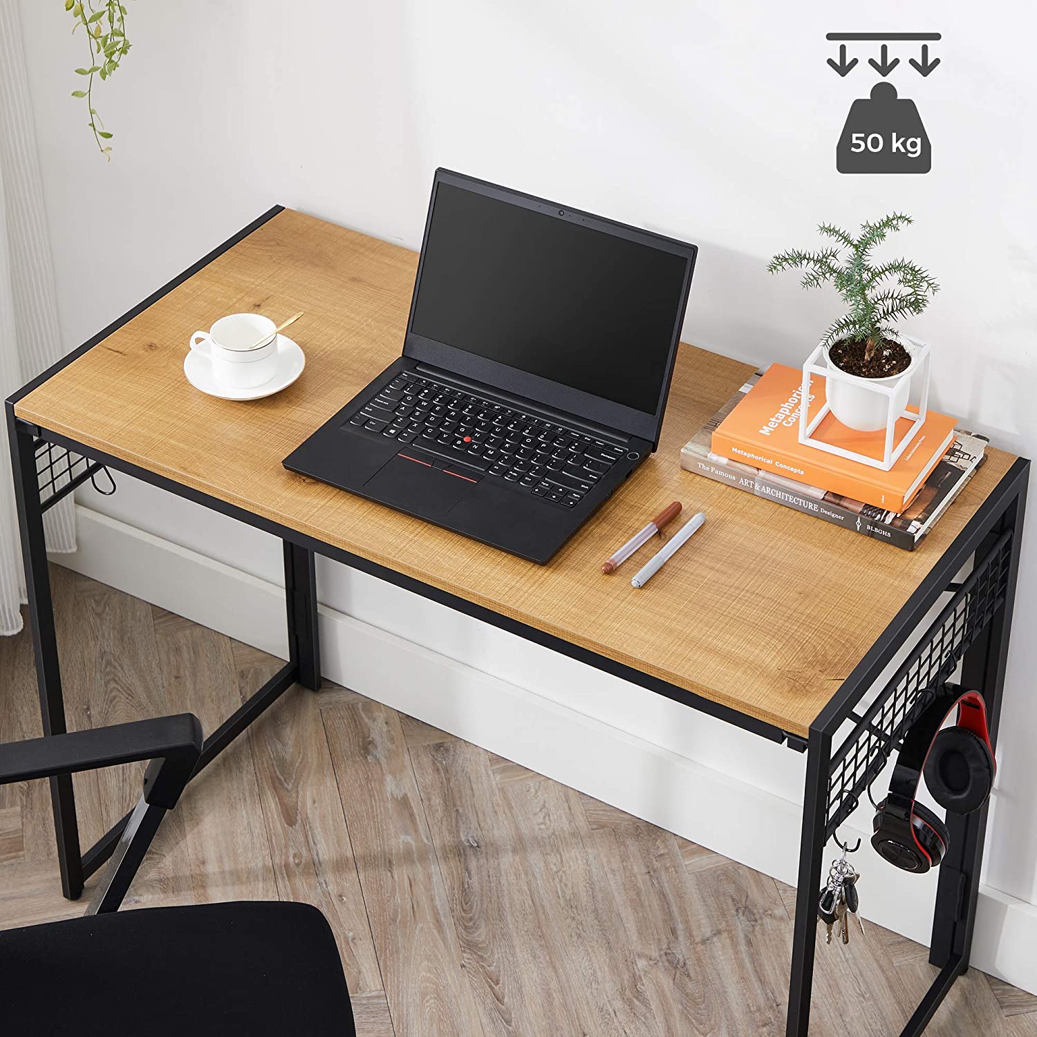 stol za računalo, sklopivi stol s 8 kuka 100 x 76,5 x 50 cm | Vasagle-vitahome.hr