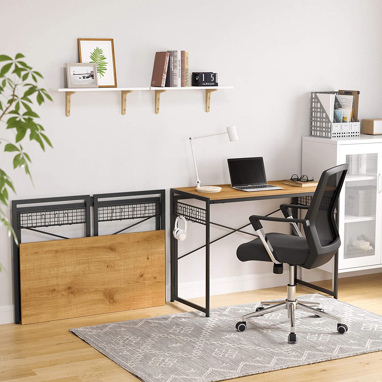 stol za računalo, sklopivi stol s 8 kuka 100 x 76,5 x 50 cm | Vasagle-vitahome.hr
