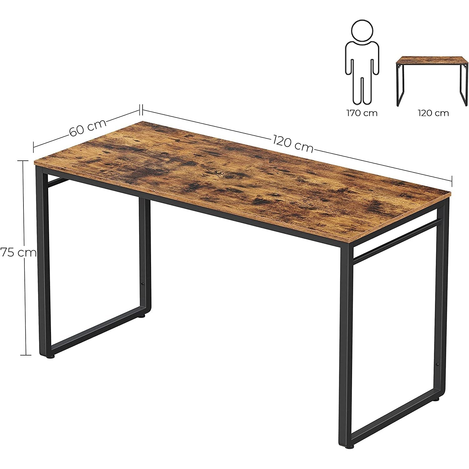 stol za računalo, stol s 8 kuka, 120 x 60 x 75 cm | Vasagle-vitahome.hr