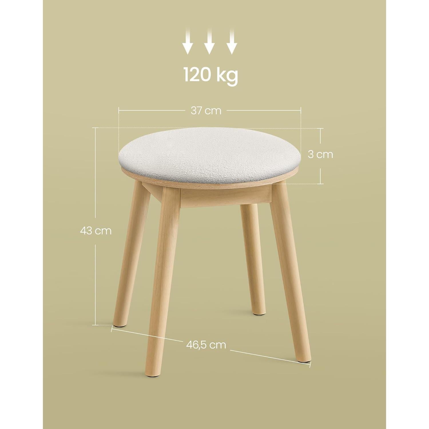 Stolac s udobnom podstavom, nosivost do 120 kg, 37 x 37 x 43 cm, krem-bež | SONGMICS-vitahome.hr