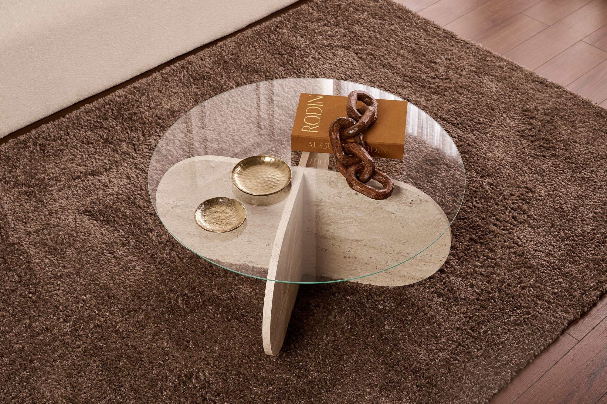 Stolić za kavu Aeris - Travertine, Transparent | AG-vitahome.hr