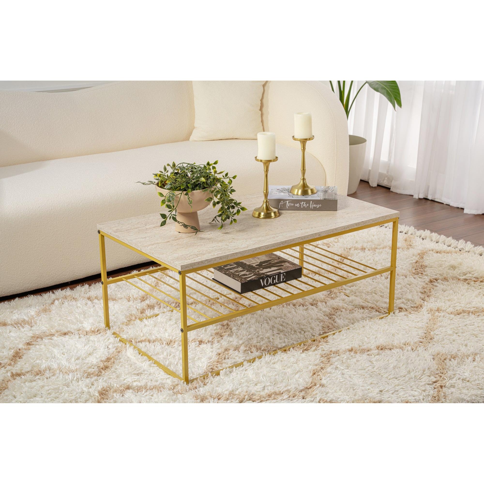 Stolić za kavu Asude - Gold, Travertine | AG-vitahome.hr
