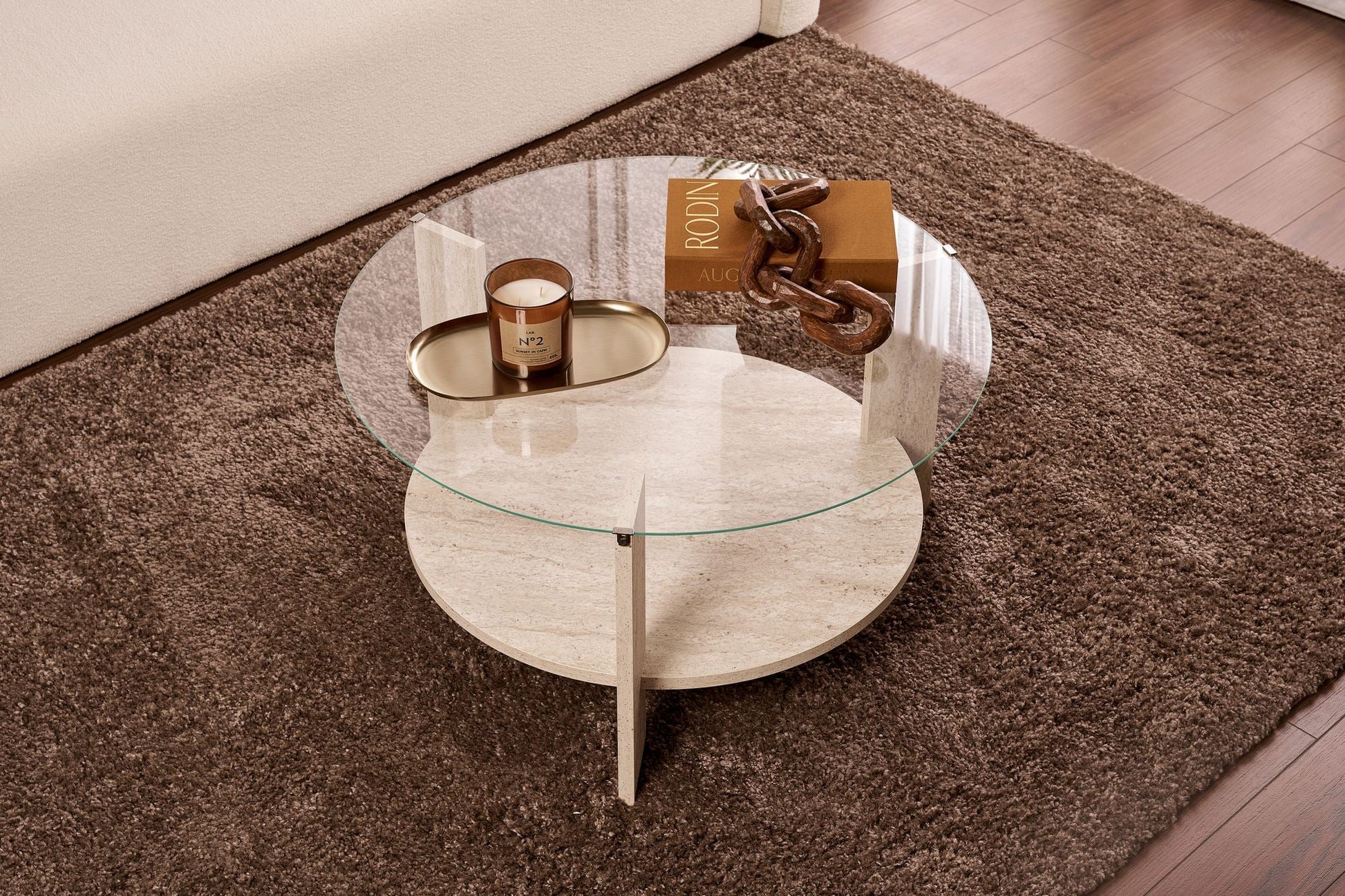 Stolić za kavu Clara - Travertine, Transparent | AG-vitahome.hr