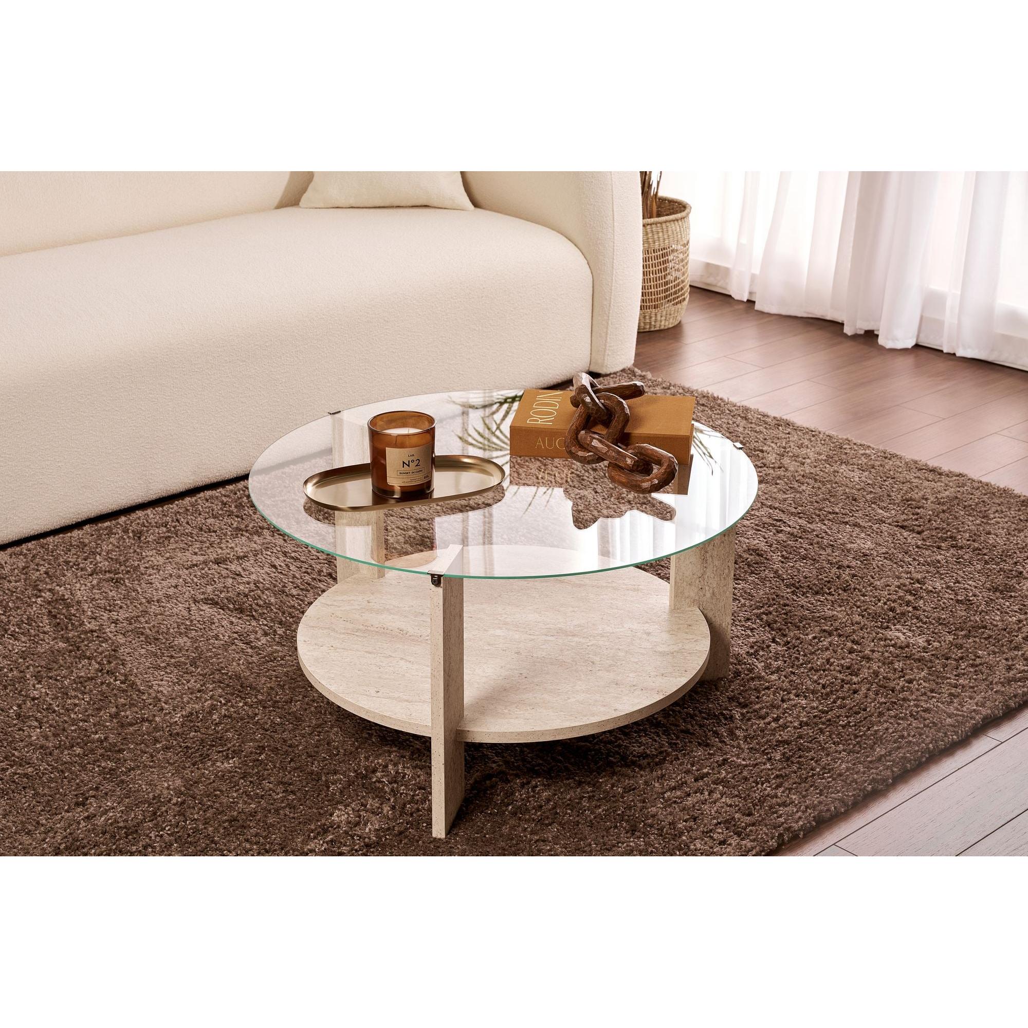 Stolić za kavu Clara - Travertine, Transparent | AG-vitahome.hr